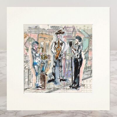 Mounted Print - Jazz In New Orleans