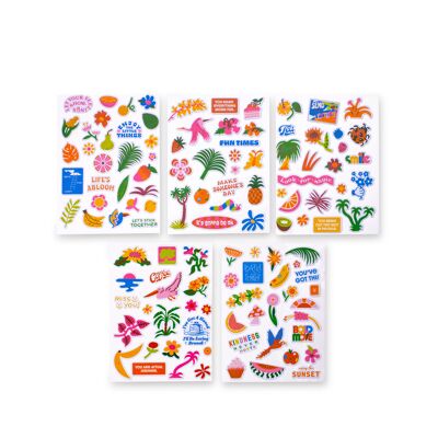 Puffy Sticker Set, Tropical