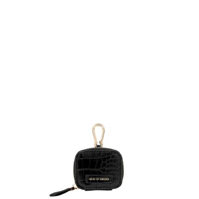 Bobbi Airpods Zip Bag Black Croco