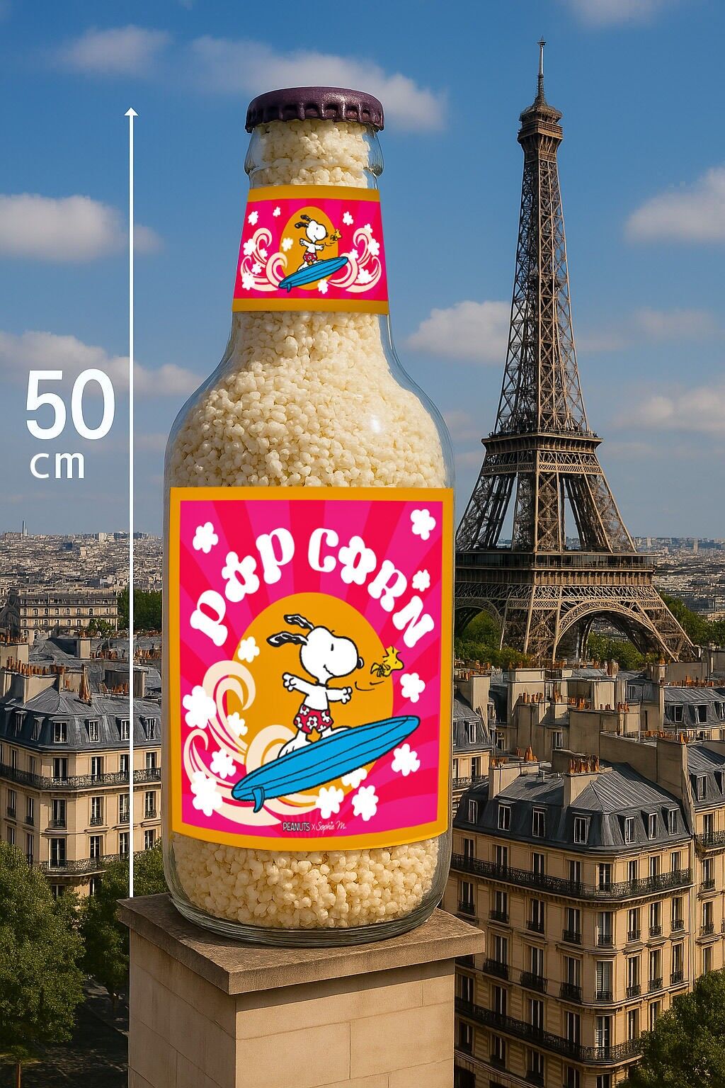 PEANUTS Snoopy POPCORN XXL bottle - 300 gr SUGAR