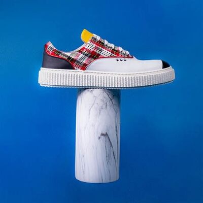 Sneakers MEAKER tartan e bianche