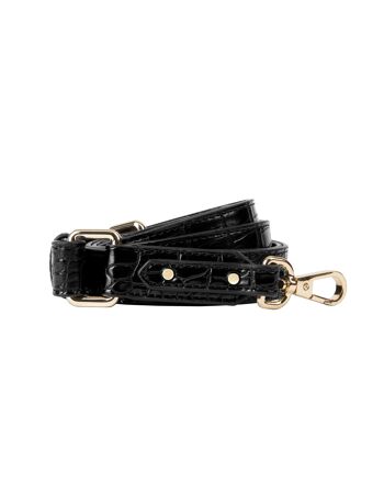 Bracelet croco noir de jais 2,3 cm 2