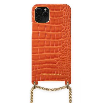 Custodia con collana Lilou Orange Croco per iPhone 11 Pro