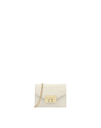 Maya Chain Wallet Mini Sac Crème Beige Croco