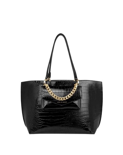 Mini Tulip Chain Tote Neo Noir Croco