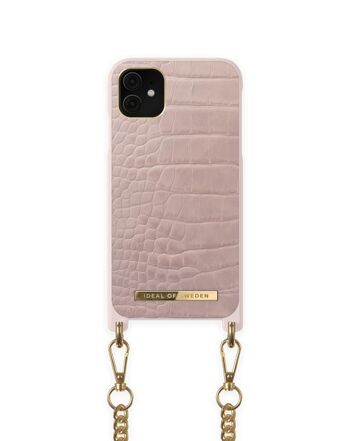 Coque Collier iPhone 11 Misty Rose Croco