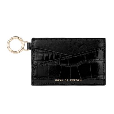 Ora Cardholder Keyring Glossy Black Croco