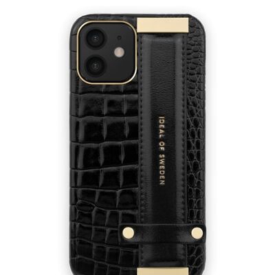 Custodia con cinturino in coccodrillo per iPhone 12 Mini Neo Black