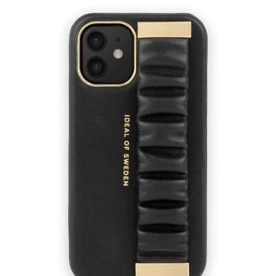 Funda llamativa para iPhone 12 Mini Ruffle Black con asa superior