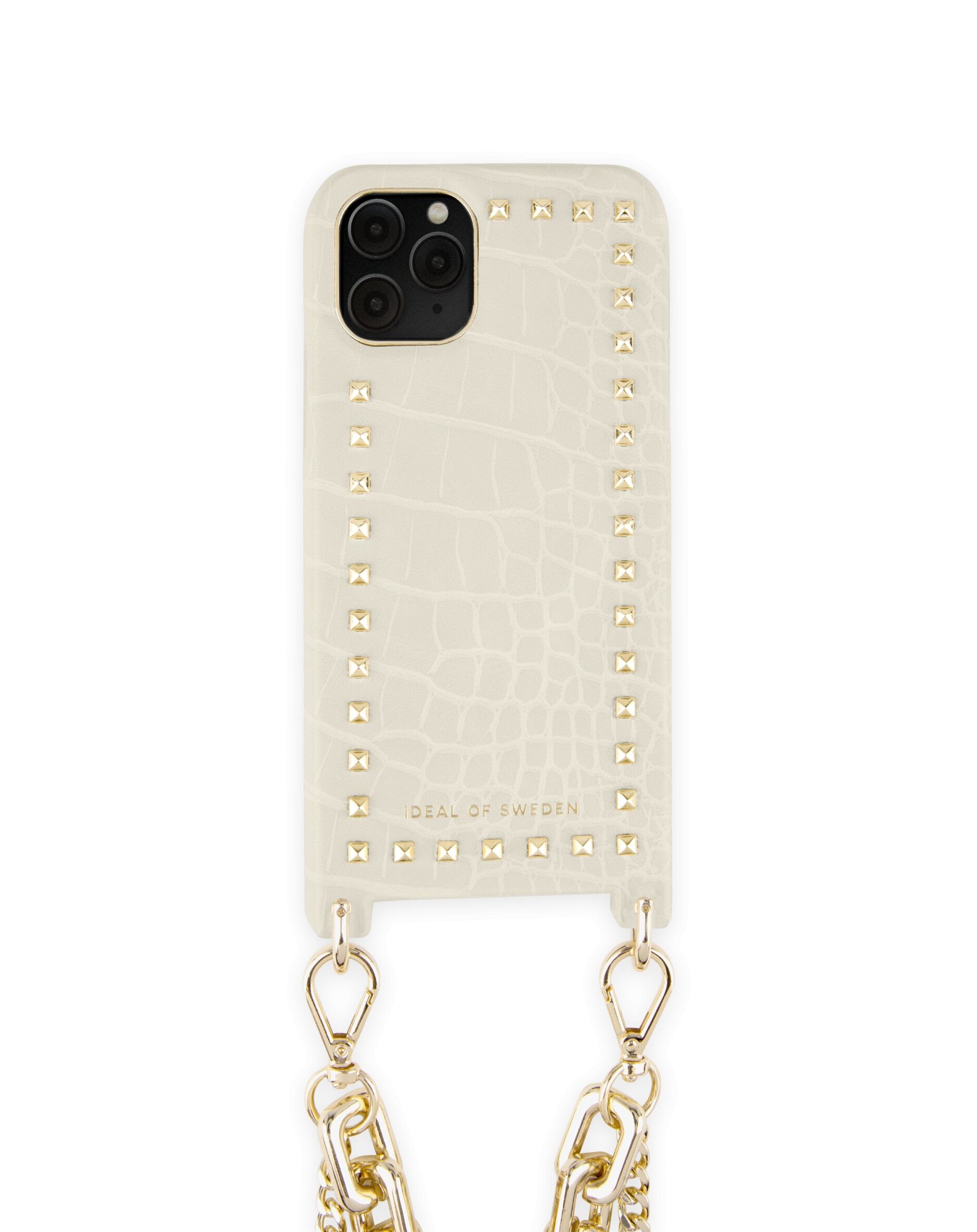 Statement Phone Halskette Case iPhone 11 Pro Beatstuds Creme Kroko