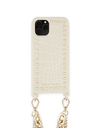 Statement Phone Necklace Case iPhone 11 Pro Beatstuds Crème Croco 1