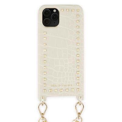 Statement Phone Necklace Case iPhone 11 Pro Beatstuds Cream Croco