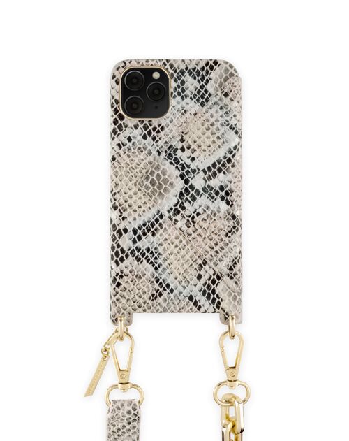 Statement Phone Necklace Case iPhone 11 Pro Beige Shimmery Snake