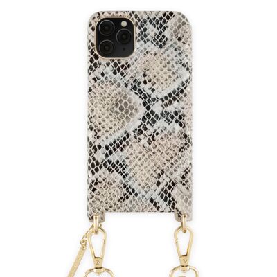 Statement Phone Necklace Case iPhone 11 Pro Beige Shimmery Snake