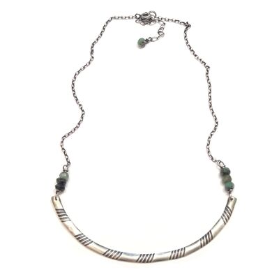 Ethnische Smaragd-Halskette aus 925 Silber