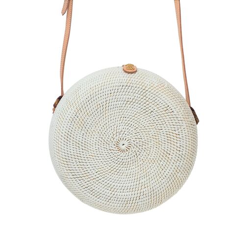 White Curved Bali Bag 25 cm