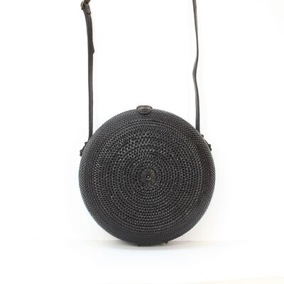 Schwarze gebogene Bali-Tasche 25 cm