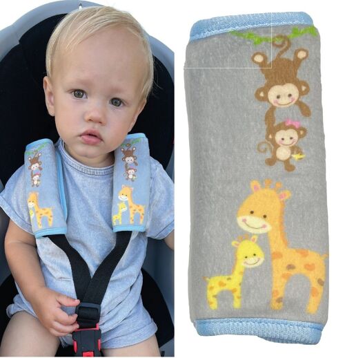 2x baby stroller carrying shell belt protection with baby animals mom - seat belt shoulder pad shoulder cushion belt protector car seats belt pads for children, boys, boys, girls, babies