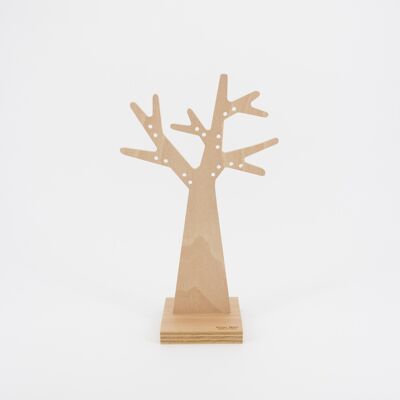 der Baum der Ohrringe (hergestellt in Frankreich) aus Buchenholz - quadratische Basis