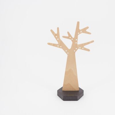 the Tree of earrings (made in France) in Beech wood - hexagonal base in tinted medium