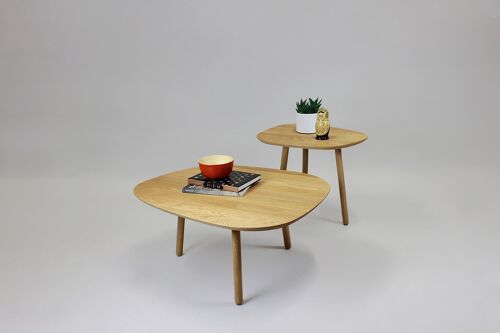 Table basse - Petit Salon - (made in France) en bois de Chêne massif vernis