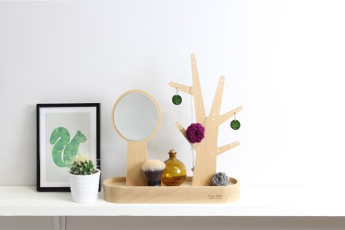Range bijoux et miroir - Eden - (made in France) en bois de Hêtre
