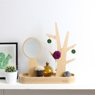 Almacenamiento de joyas y espejos - Eden - (hecho en Francia) en madera de haya