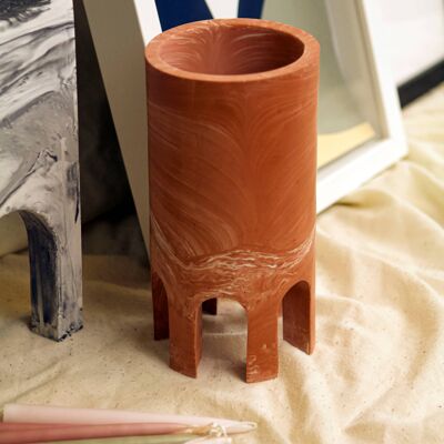 ACQUA - Handmade jesmonite vase - terracotta and white