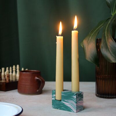 MINIMAL Jesmonite Candle Holder Green + Pink