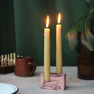 MINIMAL Jesmonite Candle Holder Burgundy + Peach