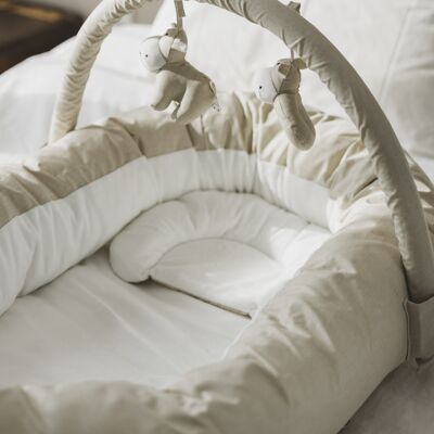 ONNA Nest: Maternal Comfort and Versatility for Babies 0-6 Months - Anti-Rollover Cushion, Crib Reducer - Beige Color