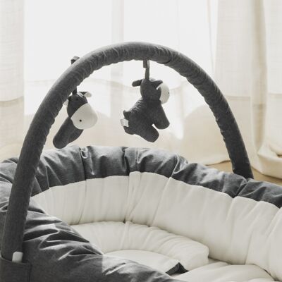 ONNA Nest: Maternal Comfort and Versatility for Babies 0-6 Months - Anti-Rollover Cushion, Crib Reducer - Denim Color