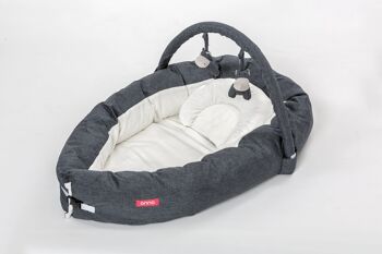 ONNA Nest : Confort maternel et polyvalence pour bébé de 0 à 6 mois - Coussin anti-renversement, réducteur de berceau - Couleur denim 2