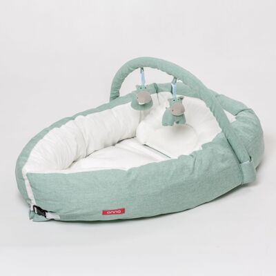 ONNA Nest: Maternal Comfort and Versatility for Babies 0-6 Months - Anti-Rollover Cushion, Crib Reducer - Mint Color