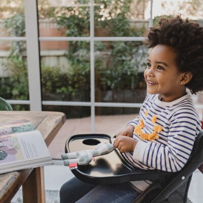 ONNA Vesta – Schwarzer tragbarer Hochstuhl: Komfort und Sicherheit für Babys von 6 Monaten bis 3 Jahren, faltbar und anpassungsfähig