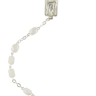 Glass rosary white glass bead glittering
