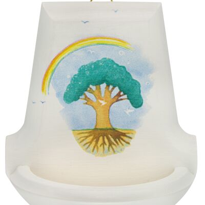 Wooden Holy Cauldron Sycamore White Rainbow/Tree