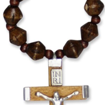 Anelli di preghiera in legno dado marrone elastico