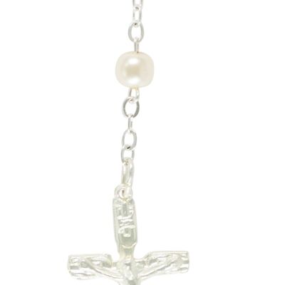 Rosary of ten white beads 5 mm