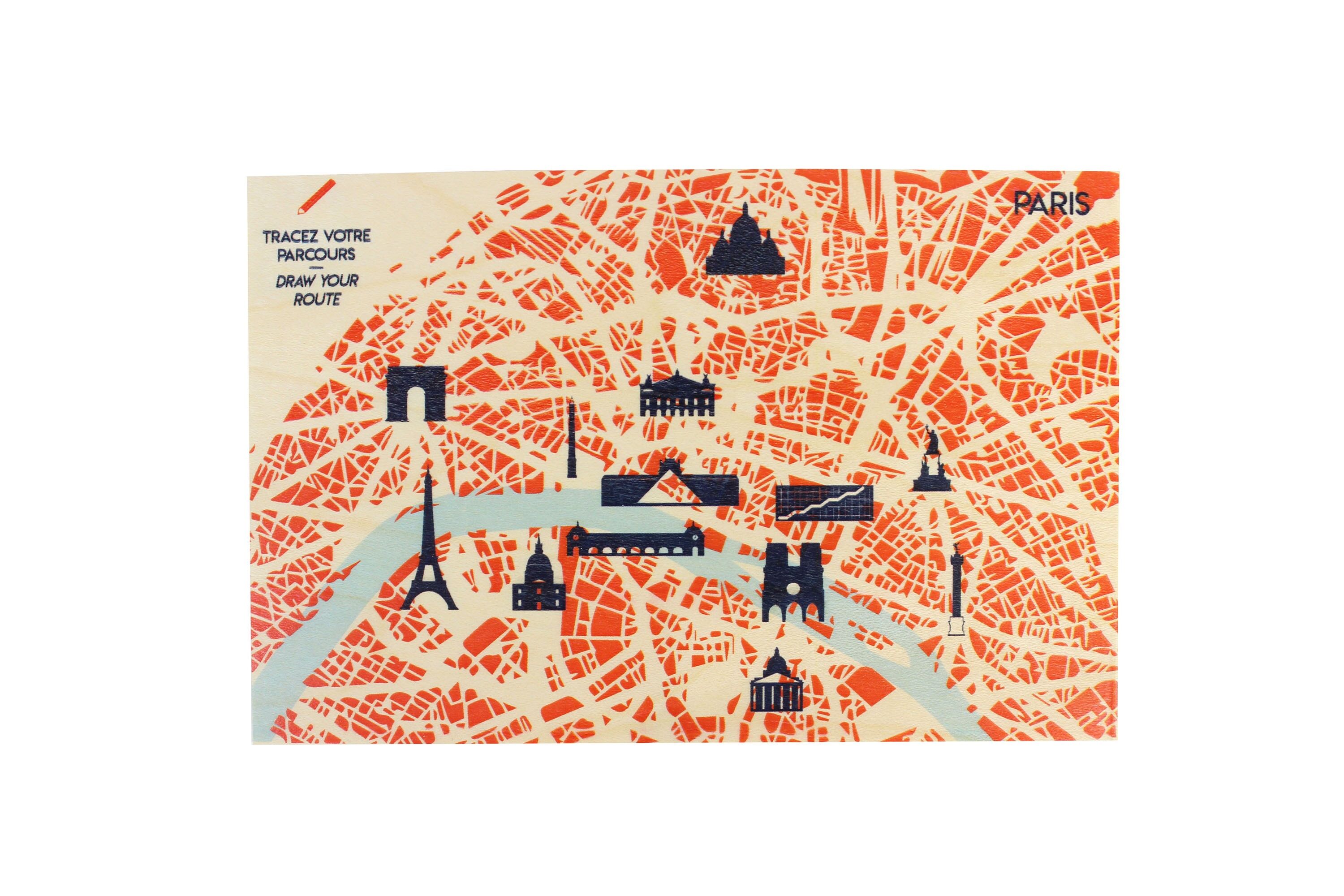 Cartolina - Percorso blu (made in France) in legno di betulla