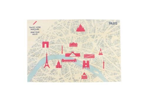 Carte postale - Itinéraire rose (made in France) en bois de Bouleau
