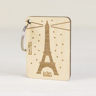 Porte clés - La tour Eiffel illuminée (made in France) en bois de Bouleau