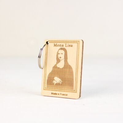 Key ring - Mona Lisa - (made in France) in Birch wood