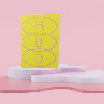HBD Happy Birthday Card | Minimalist Birthday Card | Yellow