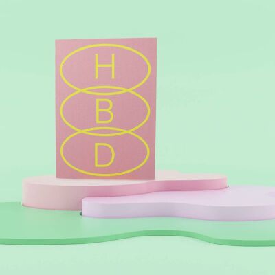 HBD Happy Birthday Card | Minimalist Birthday Card | Pink