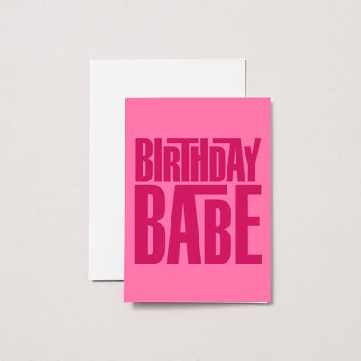Pink Birthday Babe | Typographic Card | Retro Birthday Vibes