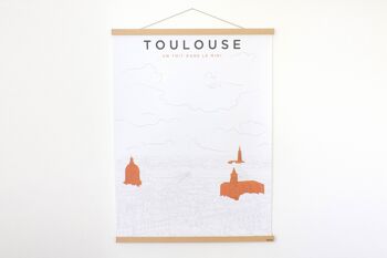 Porte affiche - Tasseau 51 cm - (made in France) en bois de Hêtre massif et cordelette en Lin 3