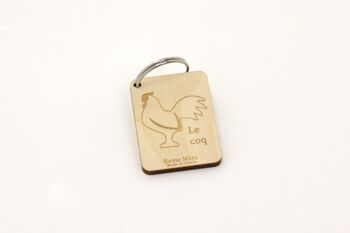 Porte-clés coq (made in France) en bois de Bouleau 1