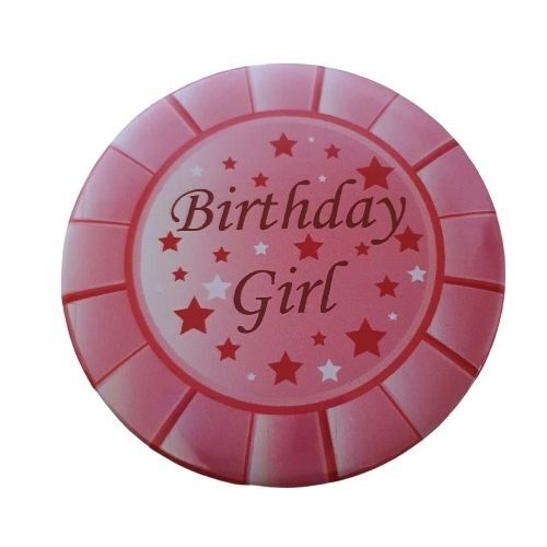 Birthday boy badge, birthday girl badge, CamieRoseUK, handmade buttons - Pink