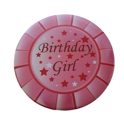 Birthday boy badge, birthday girl badge, CamieRoseUK, handmade buttons - Pink